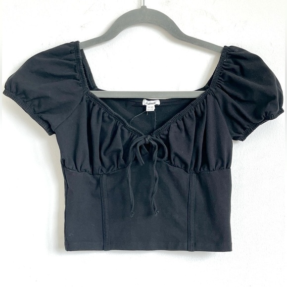 Garage Tops - GARAGE Junior Women Black Crop-Top short sleeve stretch size extra small XS